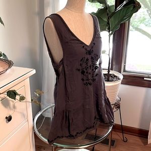Free people embroidered slate blue, sleeveless tunic top